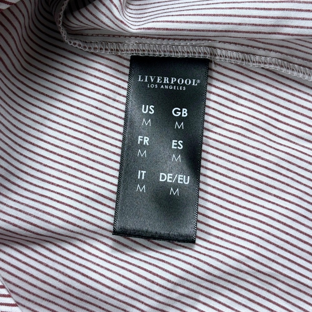Liverpool Los Angeles Womens Medium Burgundy White Striped Hidden Button Shirt - Picture 7 of 9